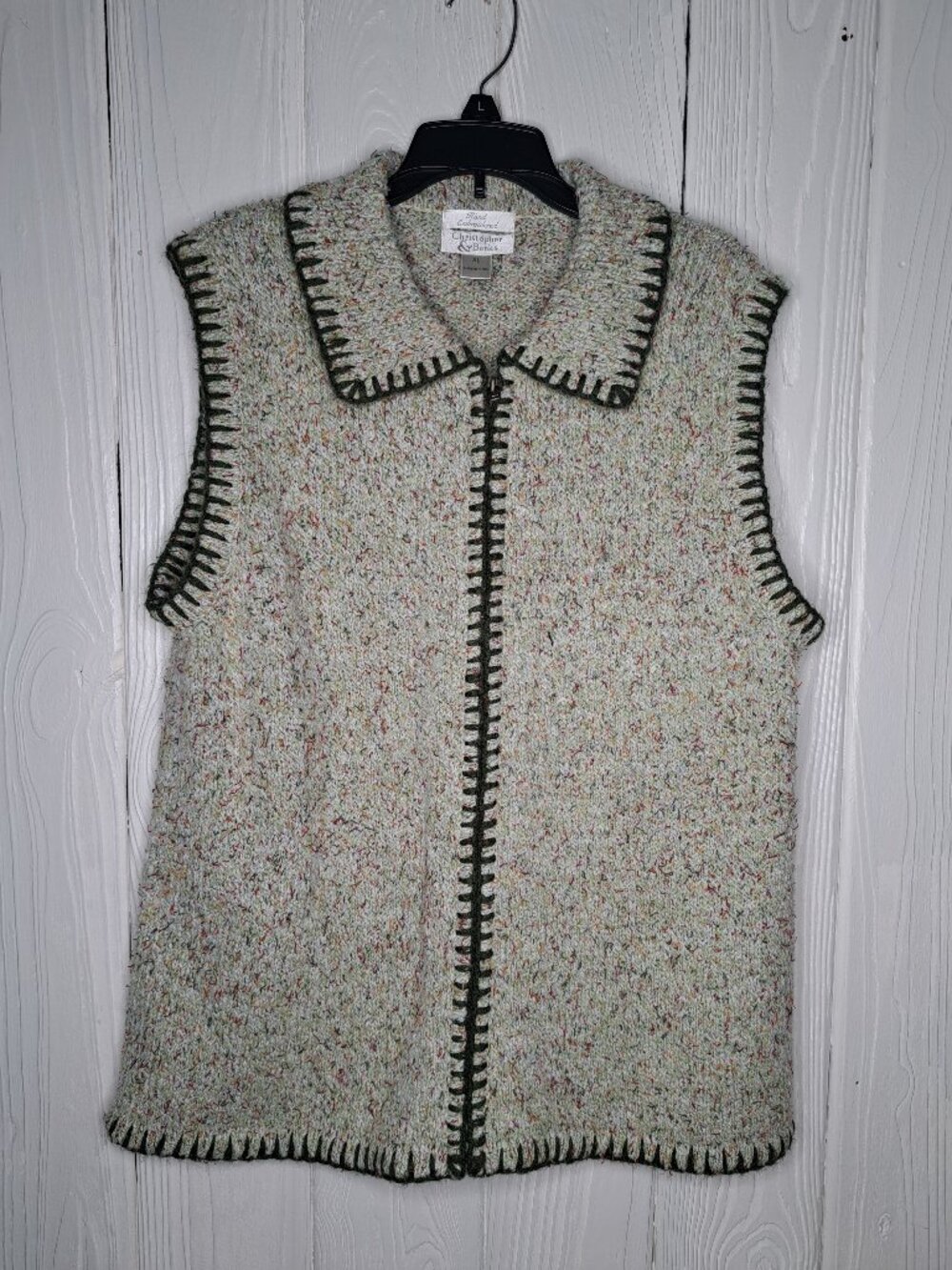 Vintage Christopher & Banks Confetti Knit Full Zip Sweater Vest XL Whipstitch